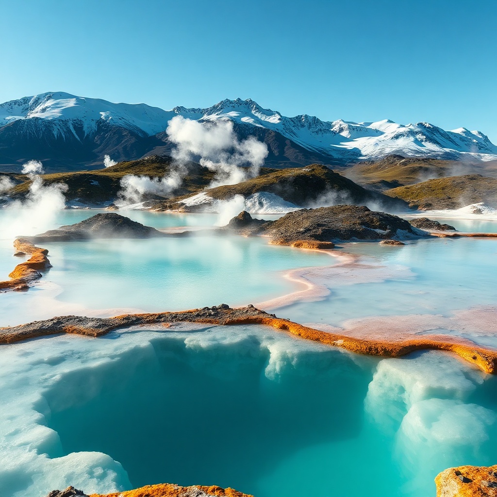 Geothermal hot spring pool in Iceland